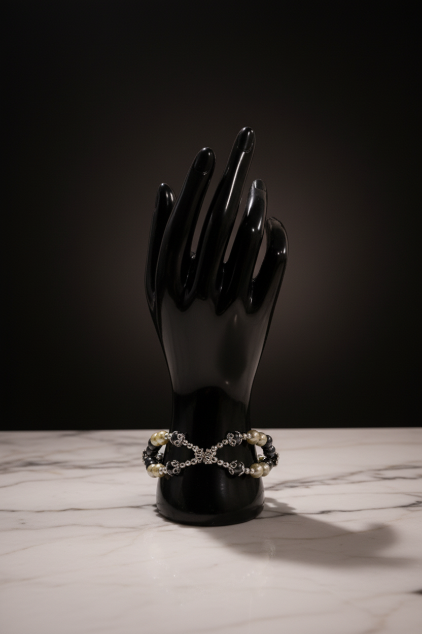 Onyx Pearl Empire Bracelet Stack – Professional Luxury Product Photo by Be Glitzy Glam