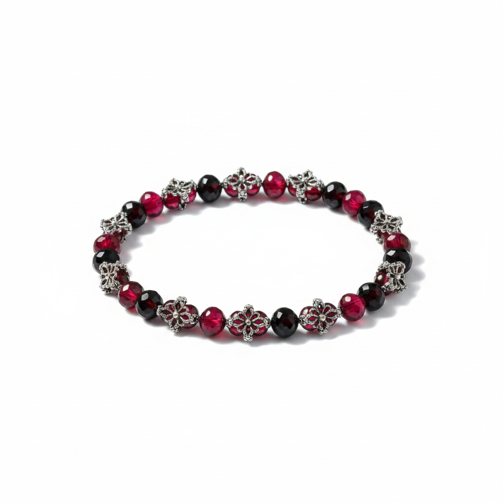 Be Glitzy Glam Midnight Ruby Stretch Bracelet – Professional Studio Photo